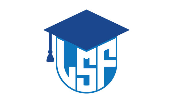 LSF initial letter academic logo design vector template. school college logo, university logo, graduation cap logo, institute logo, educational logo, library logo, teaching logo, book shop, varsity	
