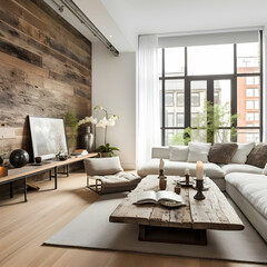 Stylish apartment, interior design, modern, generative ai