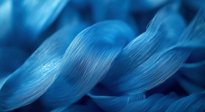 Abstract  background blue silk texture and close-up of textile fibers for wallpaper or background design.
