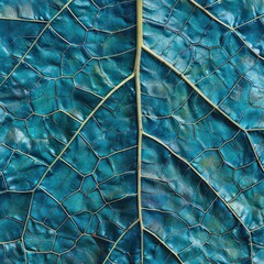 A detailed view of a blue-green leaf, displaying the intricate network of veins and the subtle variations in shade and texture of the leaf surface