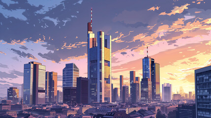 Frankfurt Euro Tower - obrazy, fototapety, plakaty