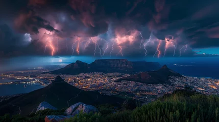 Deurstickers Storm over Table Mountain. © Janis Smits
