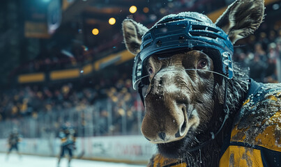 Professional moose ice hockey player portrait