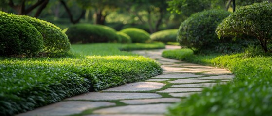 Walkway amidst green grass generate ai - Powered by Adobe