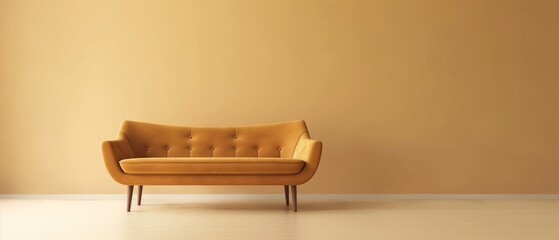 Cream colored modern sofa Inside the room is open and light colored generate ai