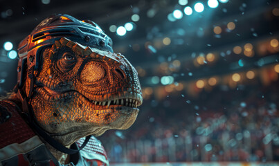Professional T-rex ice hockey player portrait