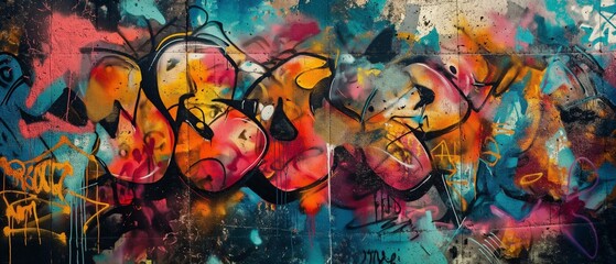 Fototapeta premium street art murals Mix between text and graffiti. generate ai