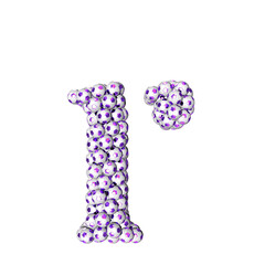 Symbols made from purple soccer balls. letter r
