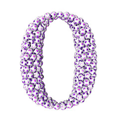 Symbols made from purple soccer balls. number 0