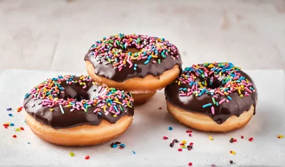 Foto op Plexiglas Chocolate doughnuts with sprinkles © anetlanda
