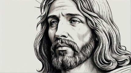 Sketch of Jesus Christ on white background