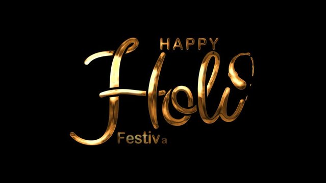 Happy Holi Text Animation on Gold Color. Great for Happy Holi Celebrations, for banner, social media feed wallpaper stories.