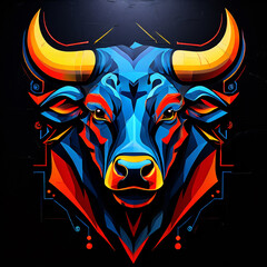 Abstract Bull Face Mural