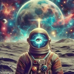 metaphysical astronaut on the moon - obrazy, fototapety, plakaty