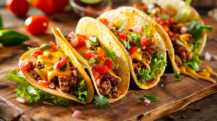 delicious  cheese tacos close up professional food photography