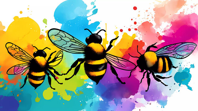 Zumbido del Verano: Abejas y Avispas, Insectos de Verano en su H&aacute;bitat Natural, un Fondo que Celebra la Belleza de la Fauna y la Naturaleza.