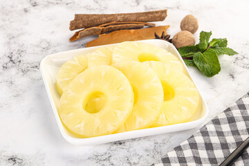 Sweet Canned pineapple in the bowl