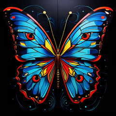 Abstract Butterfly Face Mural