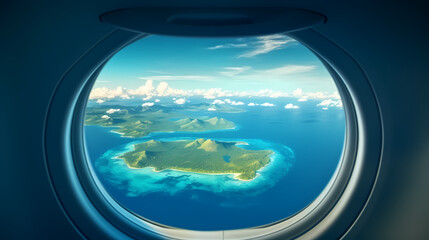 Admire the peaceful cloudscape through the airplane window