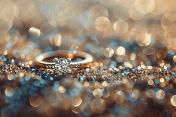 Exquisite Diamond Ring: Symbol of Eternal Love and Elegance - obrazy, fototapety, plakaty