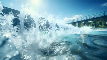 Foto op Plexiglas Hydroelectric power dam on a river © Spyrydon