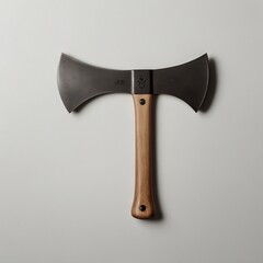 old axe on wood background