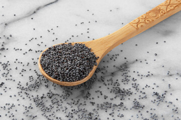 Close-up of blue poppy seeds