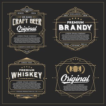 Vintage Frame Design Labels Banner Sticker Other Design Suitable Whiskey Beer Premium Product