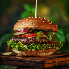 Fast Food burger hamburger restaurant chef on a green background - 759982681