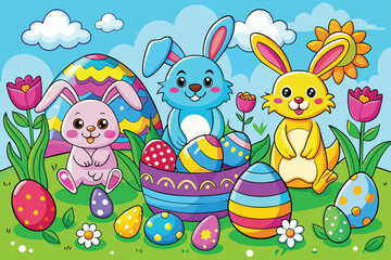 easter coloring pages for kids vector design 8.eps