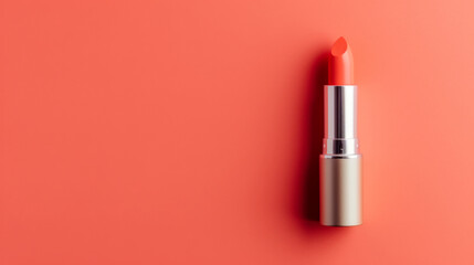 Elevate your visual content with this elegant silver metal lipstick featuring a coral pink cap,...