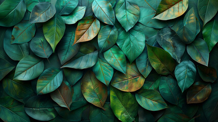 A close up of green leaves with some brown spots - obrazy, fototapety, plakaty