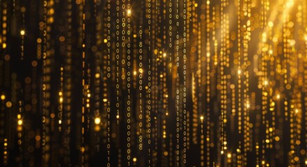 Naklejka premium A shimmering gold background covered with countless minuscule dots creating a dazzling visual effect.