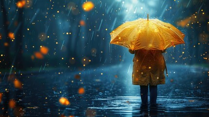 Person walking under an umbrella on a rainy street with glowing street lights, cars and wet reflections.jpeg