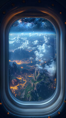 Naklejka premium Nighttime vista: mountains, clouds.generative ai