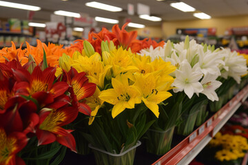 Vibrant Lilies Displayed at a Flower Shop