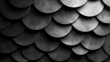 dark minimalistic abstract wallpaper with an array of overlapping graphite circles and ellipses - obrazy, fototapety, plakaty
