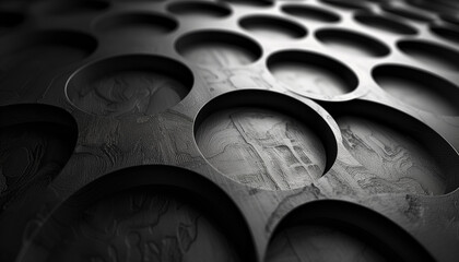 dark minimalistic abstract wallpaper with an array of overlapping graphite circles and ellipses - obrazy, fototapety, plakaty