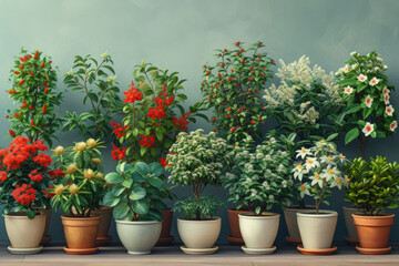 Vibrant Indoor Potted Plants Collection on Wooden Floor