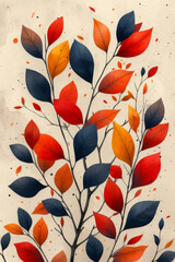 Autumn Leaves Illustration in Warm Color Palette