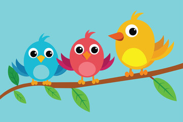 funny birds on branch clipart vector design 6.eps