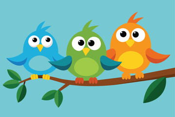 funny birds on branch clipart vector design 7.eps
