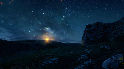 night starry sky landscape background