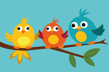 funny birds on branch clipart vector design 14.eps