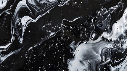 Monochromatic abstract liquid paint wallpaper.