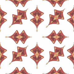 vector graphics, seamless pattern in a floral motif, Moroccan grid in the style of flowers, squares, triangles