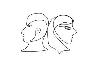 male and female faces