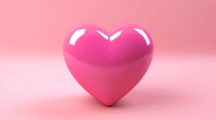 Bright pink heart on pink surface background - obrazy, fototapety, plakaty