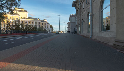 Fototapeta na wymiar View of Engels street in Minsk