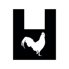 Rooster logo Logo combine with letter H vector template
